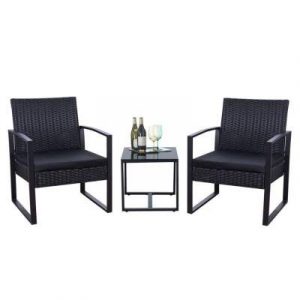 Flamaker 3 Pieces Patio Set Outdoor Wicker Patio Furniture Sets Modern Bistro Set Rattan Chair