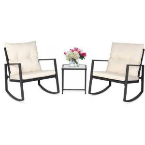 SUNCROWN Outdoor 3-Piece Rocking Bistro Set