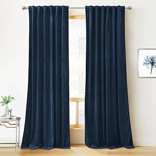 RYB HOME Blue Velvet Curtains 84